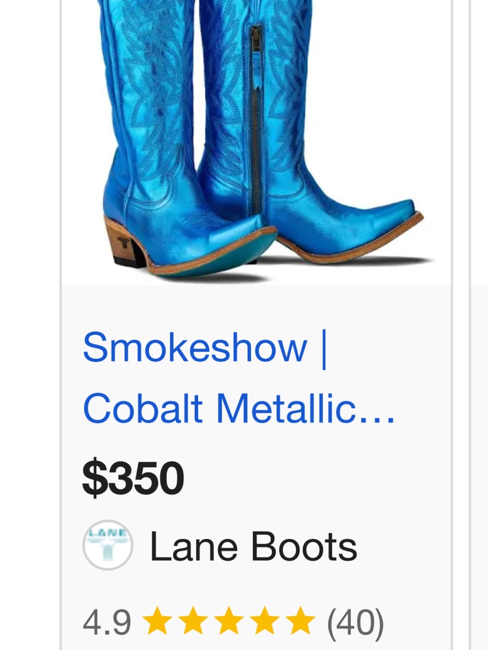 Lane Boots Smokeshow Cobalt Metallic Women's Heeled Cowboy Boots Brand New HOT